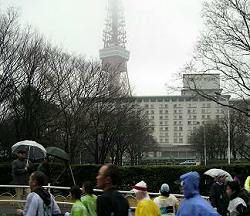雨にけむる東京タワー。